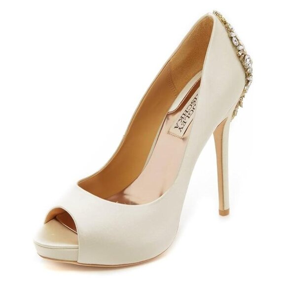 NEW Badgley Mischka Womens Kiara Leather Platform Pump sz 11 ivory - Picture 1 of 2